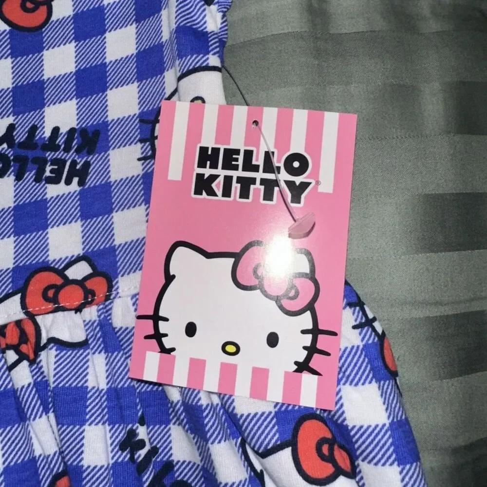 Hello Kitty Girls Blue Gingham Dress Size 4T NWT